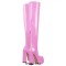Round Toe Chunky Heels Side Zipper Platforms Over The Knee Boots - Pink