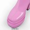 Round Toe Chunky Heels Side Zipper Platforms Over The Knee Boots - Pink