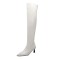 Pointed Toe Kitten Heels Over Th Knees Thigh High Glossy Boots - White Patent