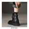 Round Toe Platforms LaceUp English Style Vintage Safari Boots with Back Zipper - Black