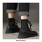 Round Toe Platforms LaceUp English Style Vintage Safari Boots with Back Zipper - Black