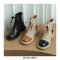 Round Toe Platforms LaceUp English Style Vintage Safari Boots with Back Zipper - Apricot Brown