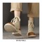 Round Toe Platforms LaceUp English Style Vintage Safari Boots with Back Zipper - Apricot Brown