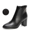 Pointed Toe Side Zipper Chunky Heels Winter Boots - Black