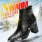 Pointed Toe Side Zipper Chunky Heels Winter Boots - Black