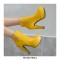 Round Toe Cuban Heels Platforms Side Zipper Ankle Boots - Yellow