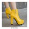 Round Toe Cuban Heels Platforms Side Zipper Ankle Boots - Yellow