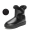 Round Toe Pull On Cute Winter Flats Boots - Black