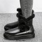 Round Toe Pull On Cute Winter Flats Boots - Black