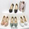 Round Toe Stiletto Golden Heels Bling Sequins Platforms Pumps - White