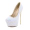 Round Toe Stiletto Golden Heels Bling Sequins Platforms Pumps - White