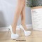 Round Toe Stiletto Golden Heels Bling Sequins Platforms Pumps - White