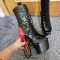 Peep Toe Crocodile Pattern Stiletto Heels Ankle Lace Up Platforms Booties - Black