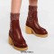 Chunky Heels Round Toe Socks Vintage Platforms Boots - Brown