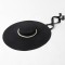 Flat Wool Brim Paris Style Beads Decorated Luxury Hat - Black