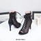 Peep Toe Stiletto Heels Fletwork Lace Up Spring Ankle Highs Buckle Straps Summer Sandals Pumps - Black