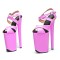 Peep Toe Stiletto Heels Smooth Ankle Cross Straps Platforms Sandals  - Pink Faux Leather