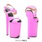 Peep Toe Stiletto Heels Smooth Ankle Cross Straps Platforms Sandals  - Pink Faux Leather