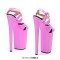 Peep Toe Stiletto Heels Smooth Ankle Cross Straps Platforms Sandals  - Pink Faux Leather