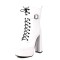 Square Toe Lace Up Ankle Straps Side Zipper Double Platforms Chunky Heels Boots - White Faux Leather