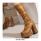 Round Toe Chunky Heels Side Zipper KneeHighs Platforms Leopard Boots - Yellow