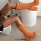 Round Toe Chunky Heels Platforms Knee Highs Fluffy Wool Booties - Camel Faux Wool