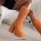 Round Toe Chunky Heels Platforms Knee Highs Fluffy Wool Booties - Camel Faux Wool