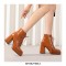 Round Toe Chunky Heels Platforms Ankle LaceUp Boots - White