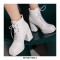 Round Toe Chunky Heels Platforms Ankle LaceUp Boots - Auburn