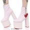 Round Toe Platforms Side Zipper Chunky Heels Ankle Highs Platforms Heartstomper Sugar Boots - Pink Faux Leather