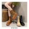 Round Toe Platforms Autumn Rain Boots with Back Zipper - Brown