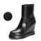 Round Toe Side Zipper Smooth Wedges Winter Boots - Black