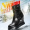 Round Toe Side Zipper Smooth Wedges Winter Boots - Black