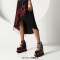 Round Toe Platforms Red Hearts Three Row Metal Buckle Straps Punk Gothic Wedges Pumps - Black Patent