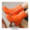 Round Toe Chunky Heels Side Zipper AnkleHighs Boots - Orange