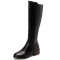 Round Toe Knee Highs Vintage Braid Decorated Biker Rider Side Zipper Equestrian Boots - Black