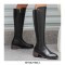 Round Toe Knee Highs Vintage Braid Decorated Biker Rider Side Zipper Equestrian Boots - Black