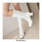 Round Toe Chunky Heels Side Zipper KneeHigh Rain Boots - White