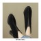 Round Toe Chunky Heels Suede Boots with Back Zipper - Black