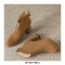Round Toe Chunky Heels Suede Boots with Back Zipper - Brown
