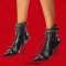 Pointed Toe Stiletto Heels Vintage Gothic Metal Buckle Zipper Ankle High Boots - Black