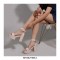 Peep Toe Chunky Heels Ankle Buckle Straps Platforms Dorsay Sandals - Apricot
