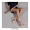Peep Toe Chunky Heels Ankle Buckle Straps Platforms Dorsay Sandals - Apricot
