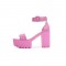 Peep Toe Chunky Heels Ankle Buckle Straps Platforms Dorsay Sandals - Pink