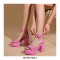 Peep Toe Chunky Heels Ankle Buckle Straps Platforms Dorsay Sandals - Pink