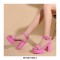 Peep Toe Chunky Heels Ankle Buckle Straps Platforms Dorsay Sandals - Pink