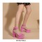 Peep Toe Chunky Heels Ankle Buckle Straps Platforms Dorsay Sandals - Pink
