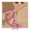 Peep Toe Chunky Heels Ankle Buckle Straps Platforms Dorsay Sandals - Pink