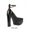 Pointed Toe Chunky Block Heels Platforms Ankle Buckle Straps Pumps - Pink