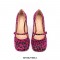 Square Toe Chunky Heels Mary Janes Leopard Shoes - Rose Red